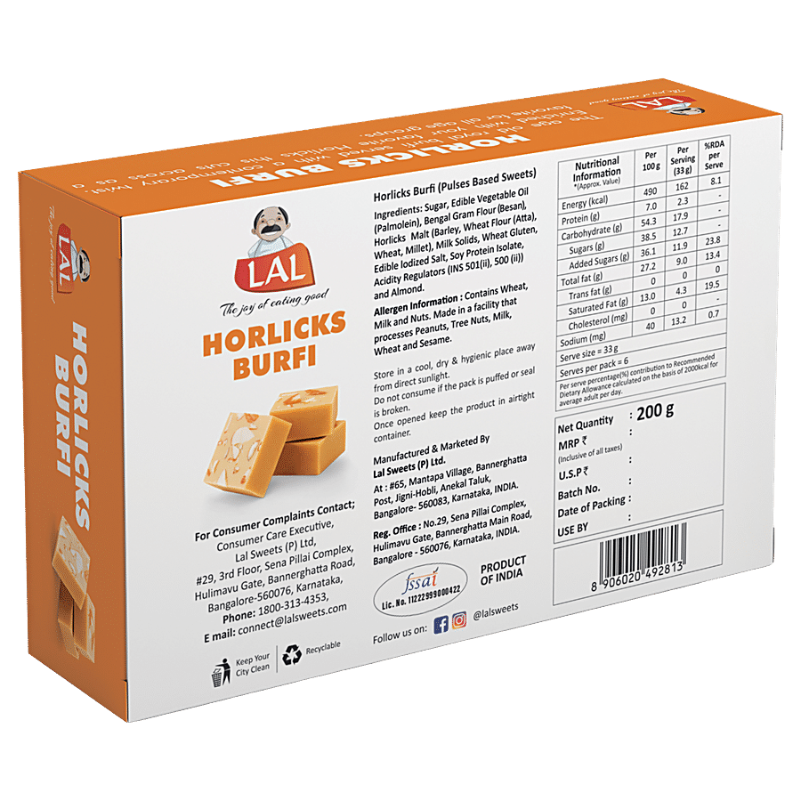 Lal Horlicks Barfi - Enriched With Calcium