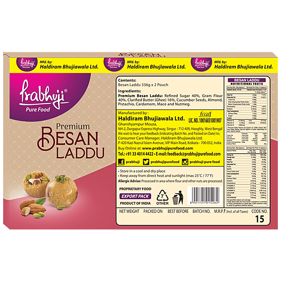 PRABHUJI PURE FOOD Premium Besan Laddu - Enriched With Dry Fruits