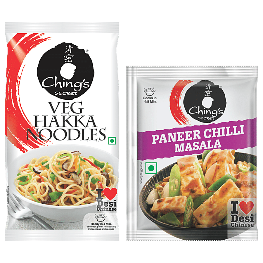 Ching's Secret Veg Hakka Noodles + Paneer Chilli Masala