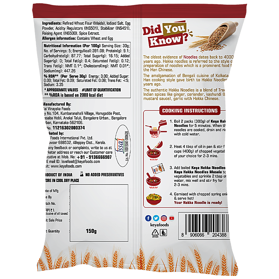 Keya Egg Hakka Noodle - Refined Wheat Flour