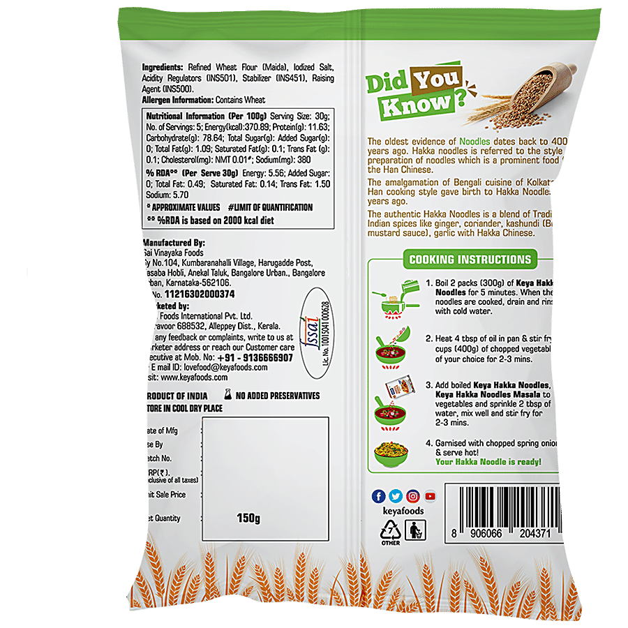 Keya Hakka Noodle Veg - Refined Wheat Flour