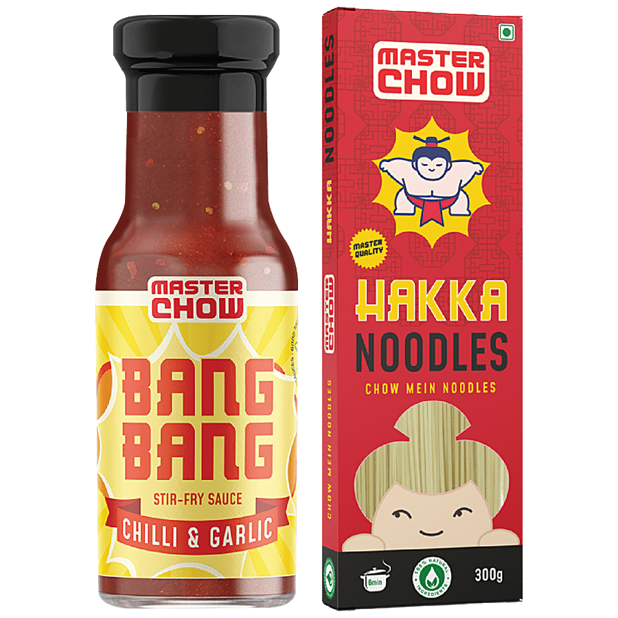 MasterChow Bang Bang Chilli & Garlic Stir Fry Sauce & Hakka Noodle - Used For Asian Style Cooking