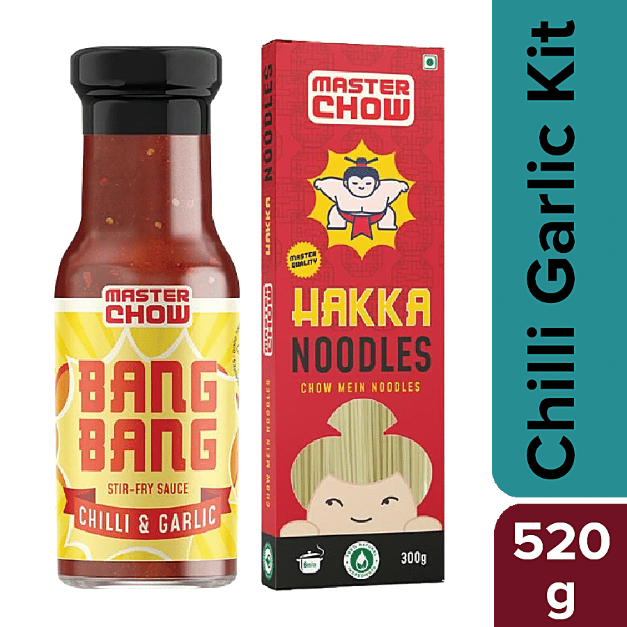 MasterChow Bang Bang Chilli & Garlic Stir Fry Sauce & Hakka Noodle - Used For Asian Style Cooking