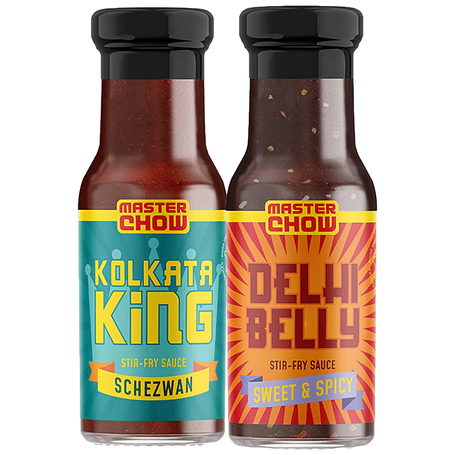 MasterChow Kolkata King Schezwan & Delhi Belly Stir Fry Veg Asian Sauce - Adds Flavour