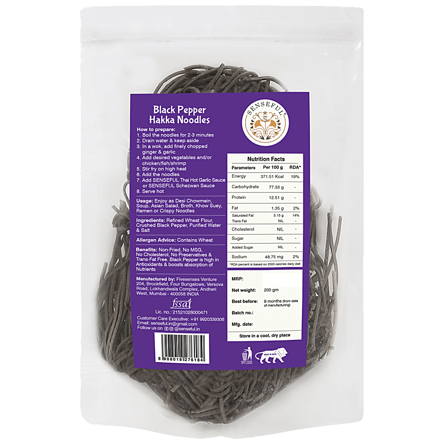 SENSEFUL Black Pepper Hakka Noodles - Non-fried