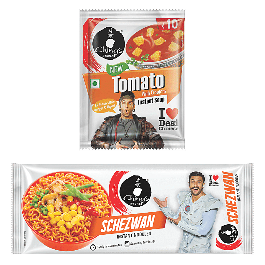 Ching's Secret Schezwan Instant Noodles + Tomato Instant Soup