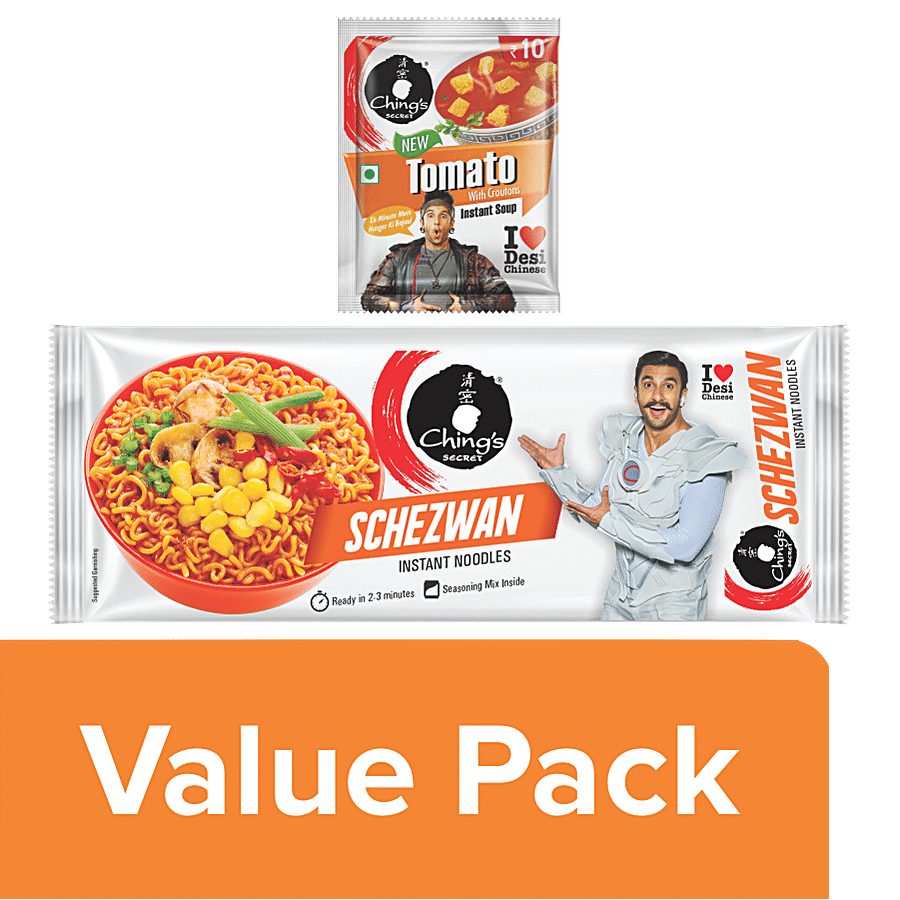 Ching's Secret Schezwan Instant Noodles + Tomato Instant Soup