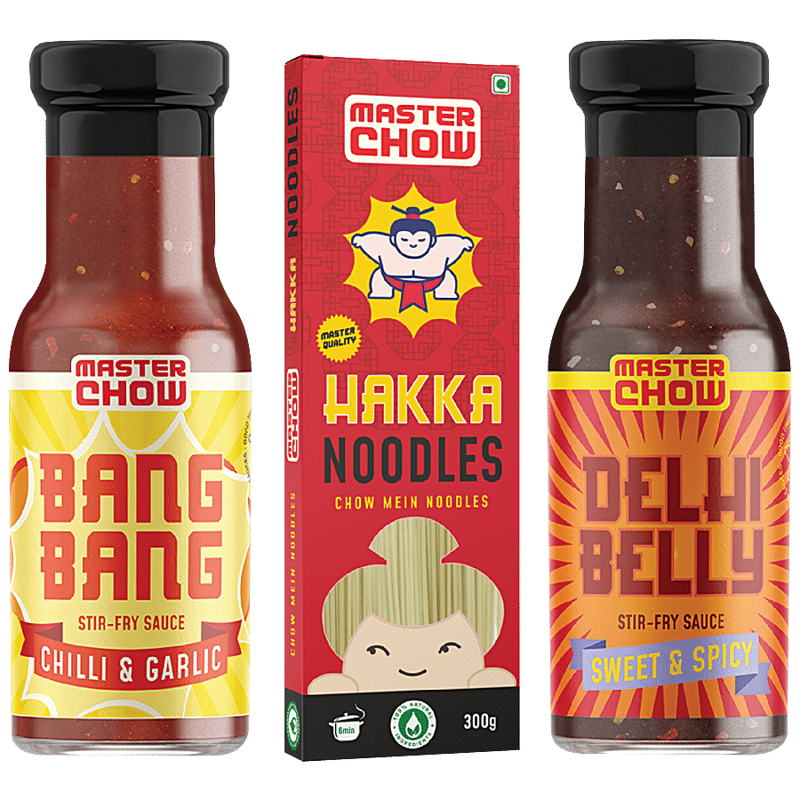 MasterChow Sweet Spicy Noodle Kit - 2 Stir-Fry Veg Sauce & 1 Hakka Noodles