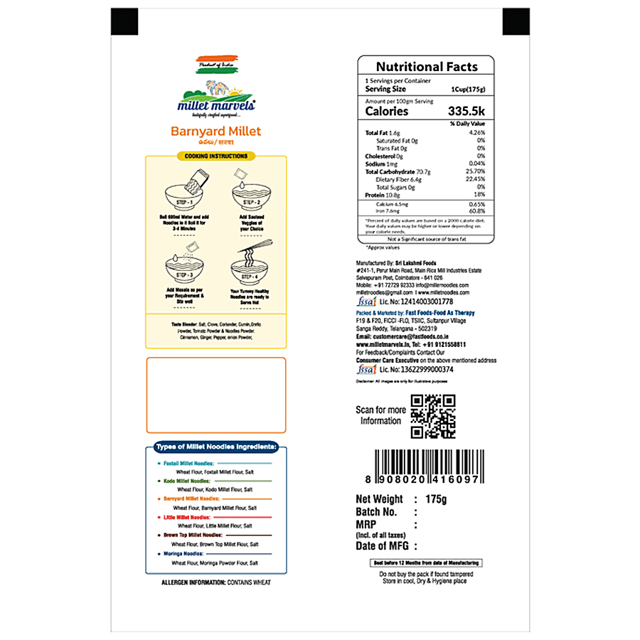 Millet Marvels Barnyard Millet Noodles - 0% Maida