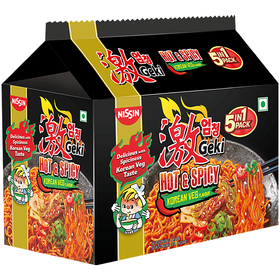 Nissin Geki Hot & Spicy Korean Instant Noodles - Veg Flavour