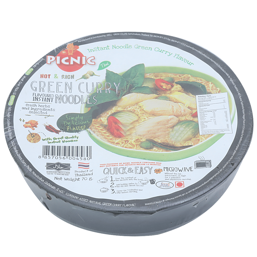 Picnic Instant Noodles - Hot & Rich Green Curry Flavour