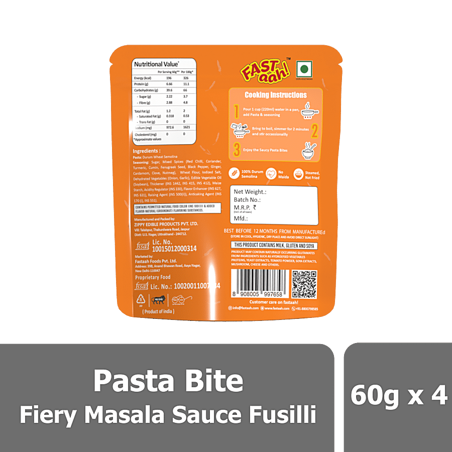 FASTAAH Pasta Bite - Fiery Masala Fusilli