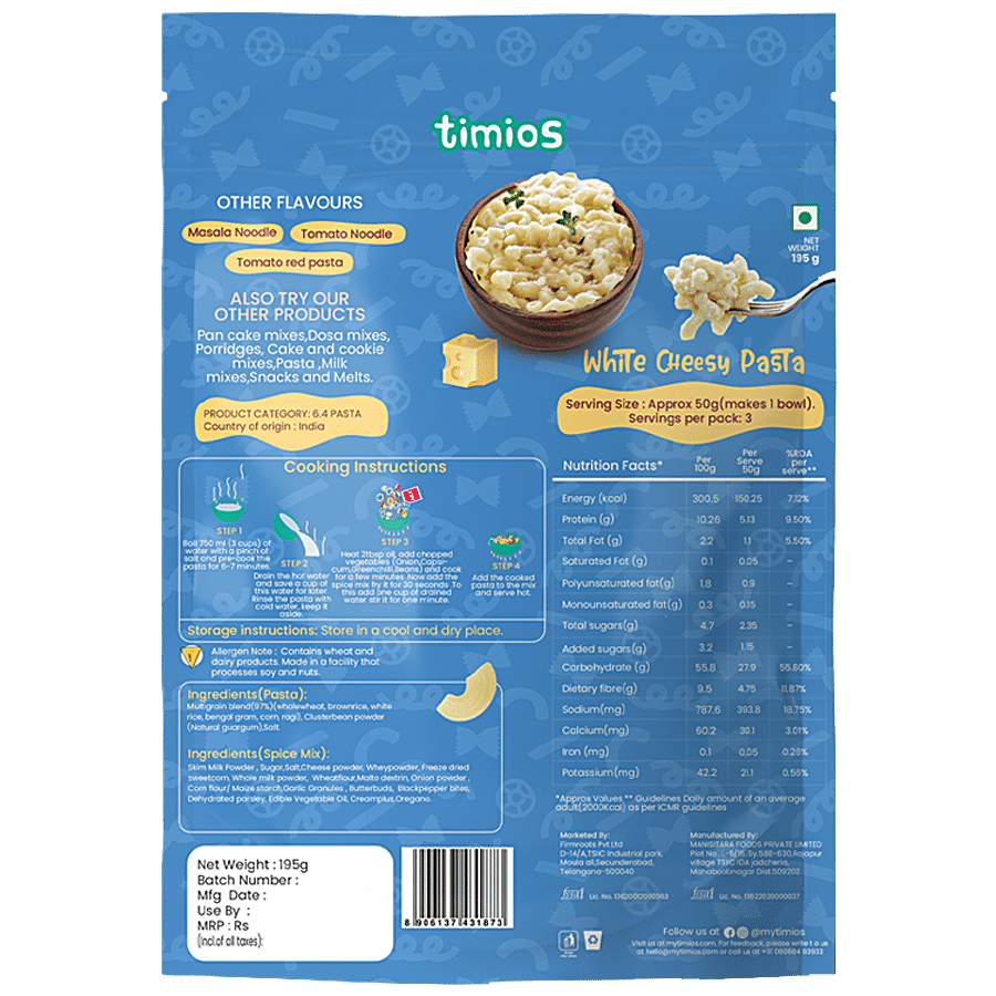 Timios Multigrain Pasta - White Cheesy