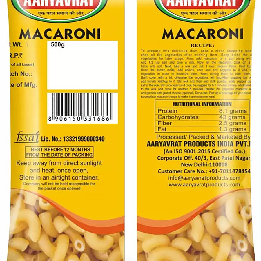 AARYAVRAT Macaroni Pasta - Good Source Of Fiber