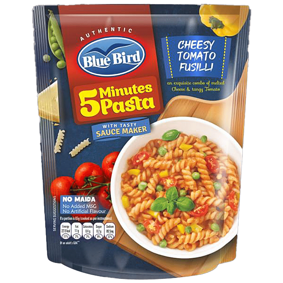 Blue Bird 5 Minutes Pasta Cheesy Tomato Fusilli With Tasty Sauce Maker - Spicy & Creamy