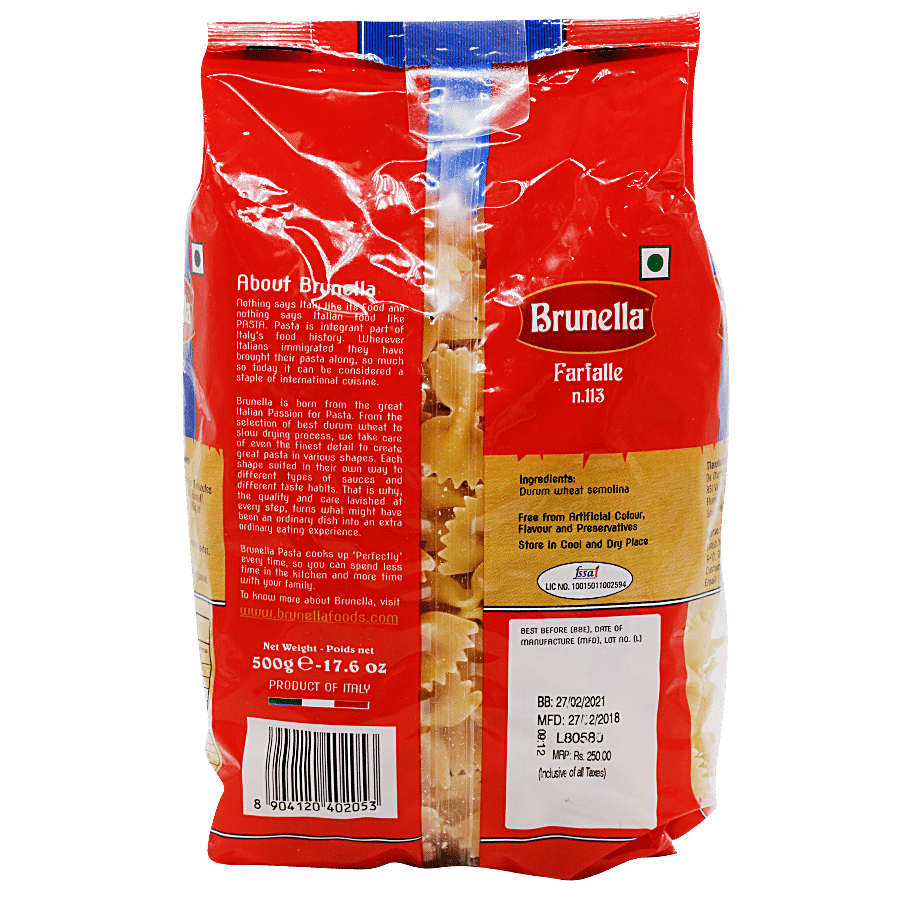 Brunella 100% Durum Wheat Pasta - Farfalle 113