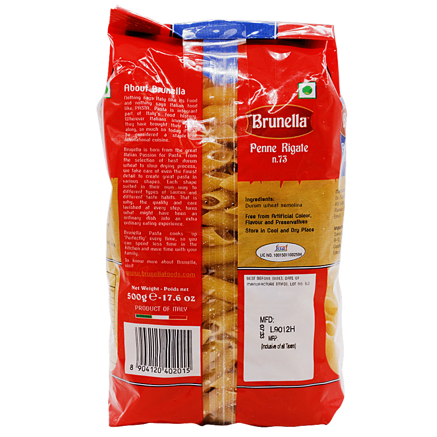 Brunella 100% Durum Wheat Pasta - Penne Rigate 073