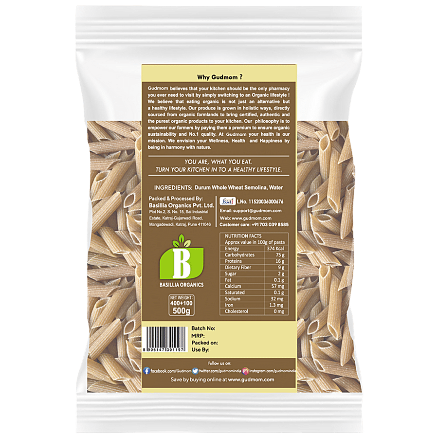 Gudmom Whole Wheat Pasta Penne