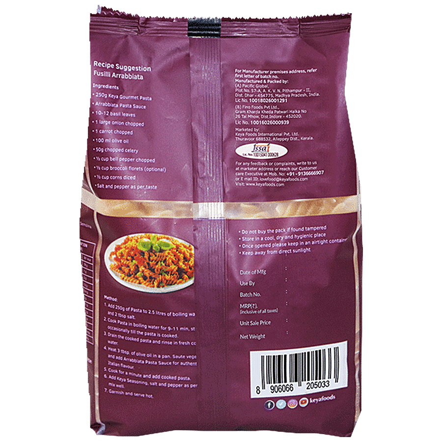 Keya Spirali Fusilli Wheat Semolina Pasta - Rich In Protein