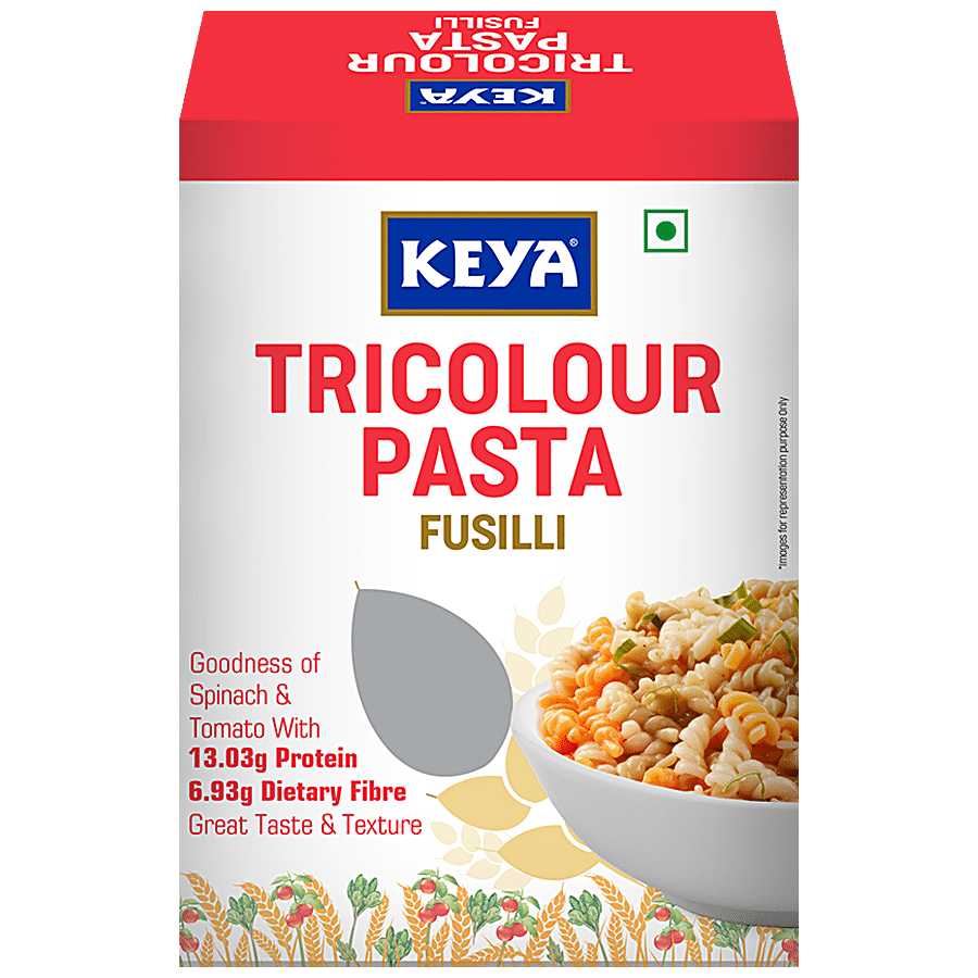 Keya Tricolour Fusilli Pasta - Goodness Of Spinach & Tomato