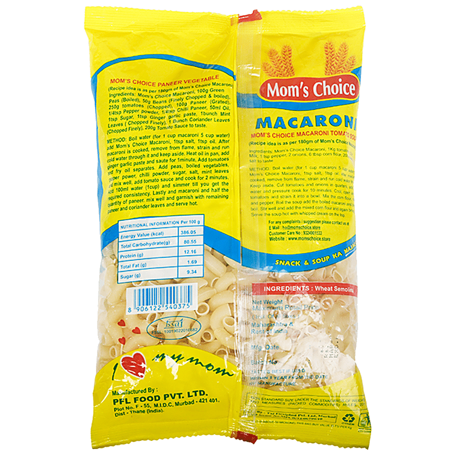 MOM'S CHOICE Macaroni Elbow Pasta - Easy To Cook