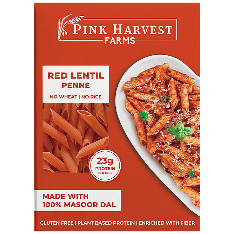 Pink Harvest Farms Red Lentil Penne Pasta - 100% Masoor Dal