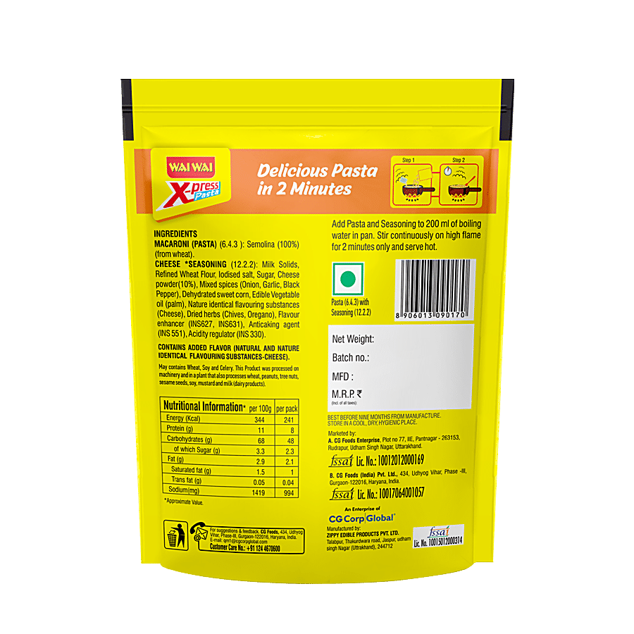 Wai Wai X-Press Instant Pasta Cheese Macaroni - Rich In Protein