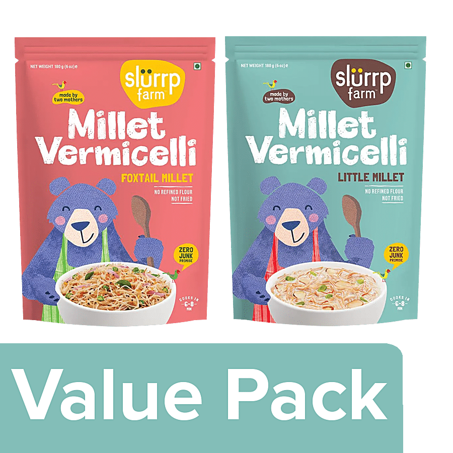 Slurrp Farm Foxtail & Little Millet Vermicelli Combo - No Maida