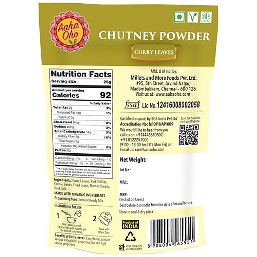 Aaha Oho Organic Chutney Powder - Curry Leaves