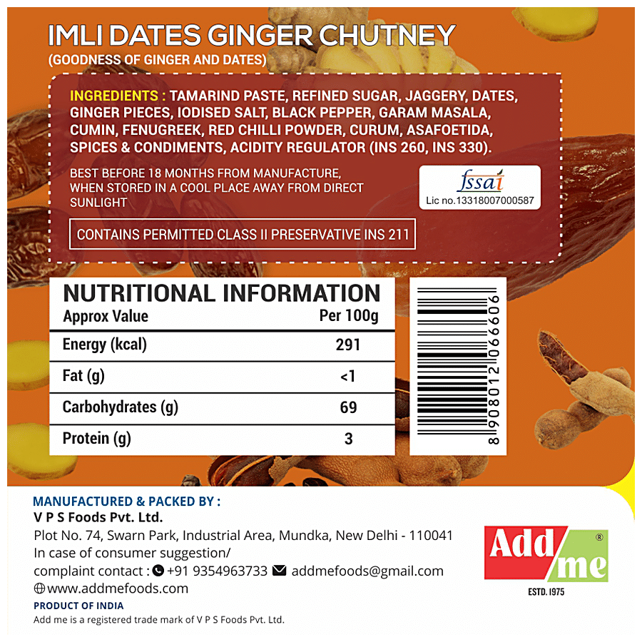 Add Me Imli Dates Ginger Chutney - Spiced