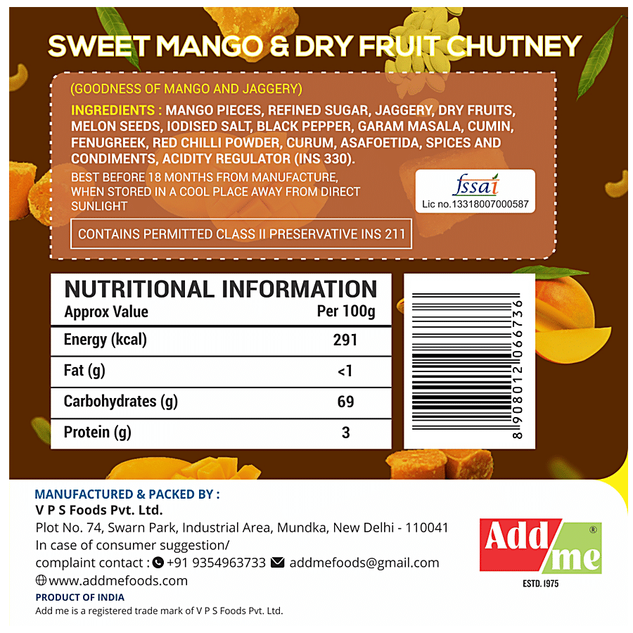 Add Me Sweet Mango & Dry Fruit Chutney Pickle - Goodness Of Jaggery