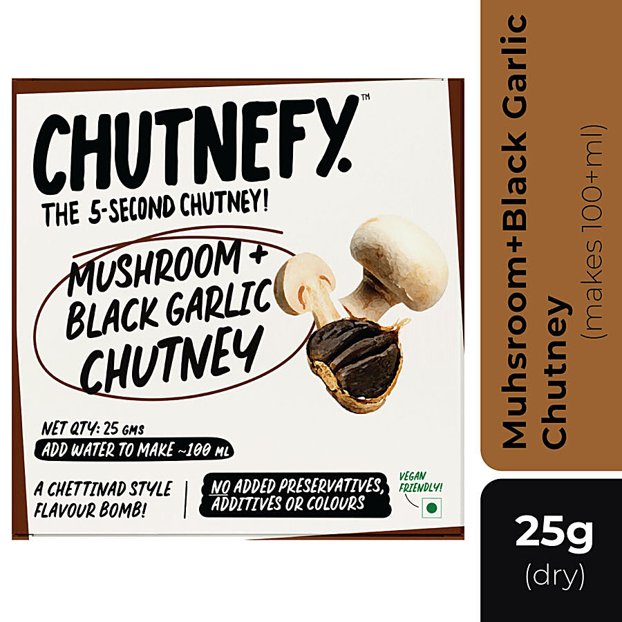 Chutnefy 5 Second Mushroom & Black Garlic Chutney - Chettinad Style Flavour