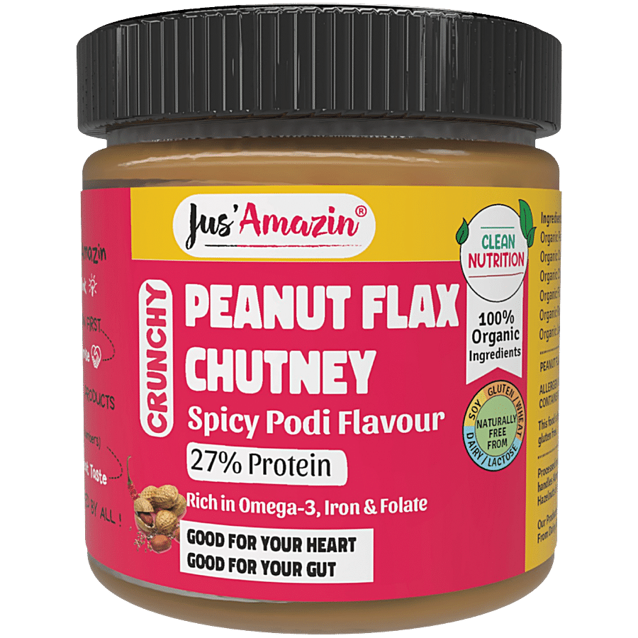 Jus Amazin Organic Peanut Flax Chutney - Spicy Podi Flavour