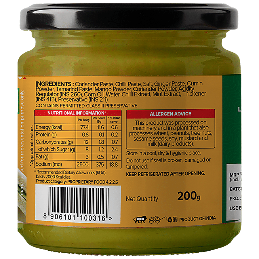 URBAN SALSA Green Chutney - Made With Fresh Ingredients