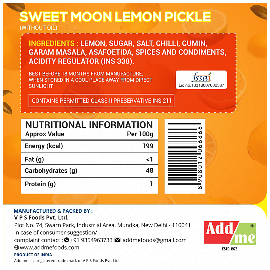 Add Me Sweet Moon Lemon Pickle - Without Oil