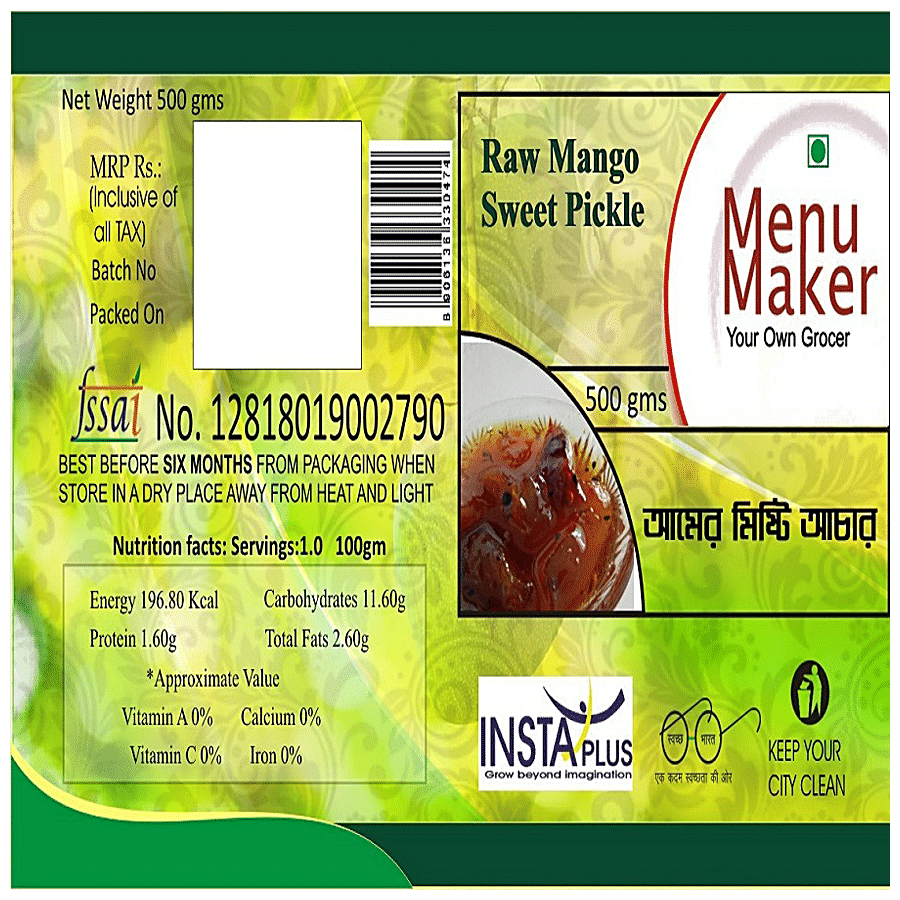 Menu Maker Raw Mango Sweet Pickle