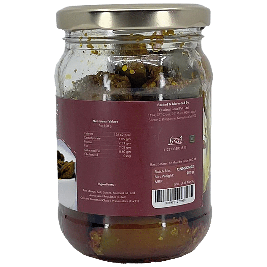 Qualinut Gourmet Natural Sun-Dried Mango Pickle - Lowers Risk Of Heart Disease