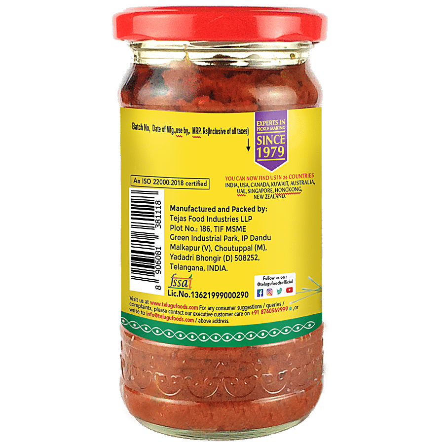 Swetha Telugu foods Telugu Foods Mango Pickle - Without Garlic  Glass Bottle