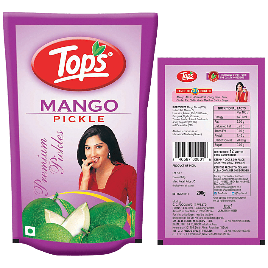 Tops Gold Mango Pickle - Tempting Flavour