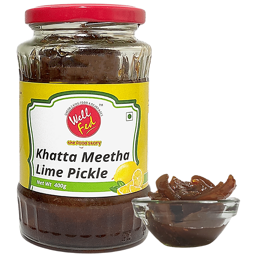 Well Fed Khatta Meetha Nimbu Pickle - Made From Pure Kachi Ghani Oil