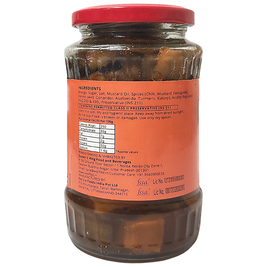 Well Fed Sweet Mango Pickle - Made From Pure Kachi Ghani Oil