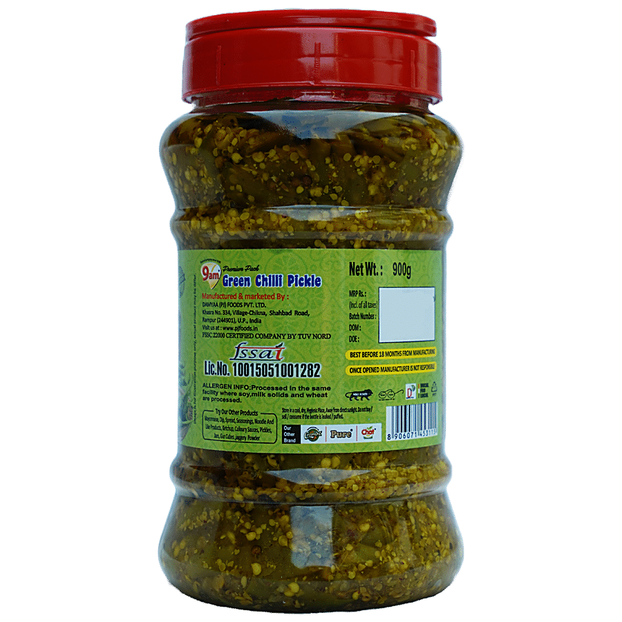 9 AM Green Chilli Pickle - Spicy & Hot