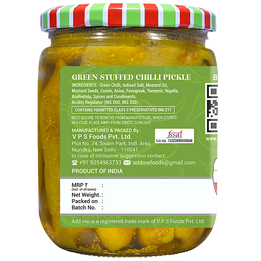 Add Me Green Stuffed Chilli Pickle In Mustard Oil