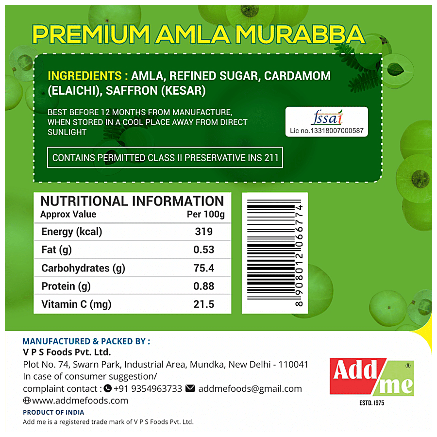 Add Me Premium Amla Murabba - With Kesar & Elaichi