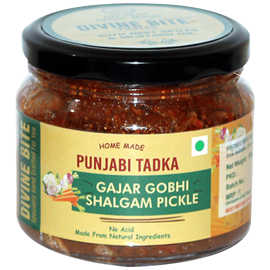 DIVINE BITE Gajar Gobhi Shalgam Ka Achaar - Homemade Punjabi Tadka