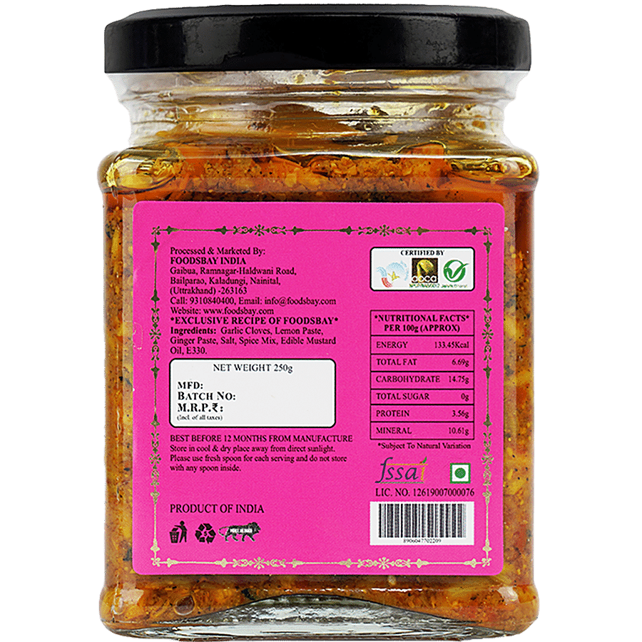 Foodsbay Organic Garlic Pickle - No Artificial Colours Or Preservatives