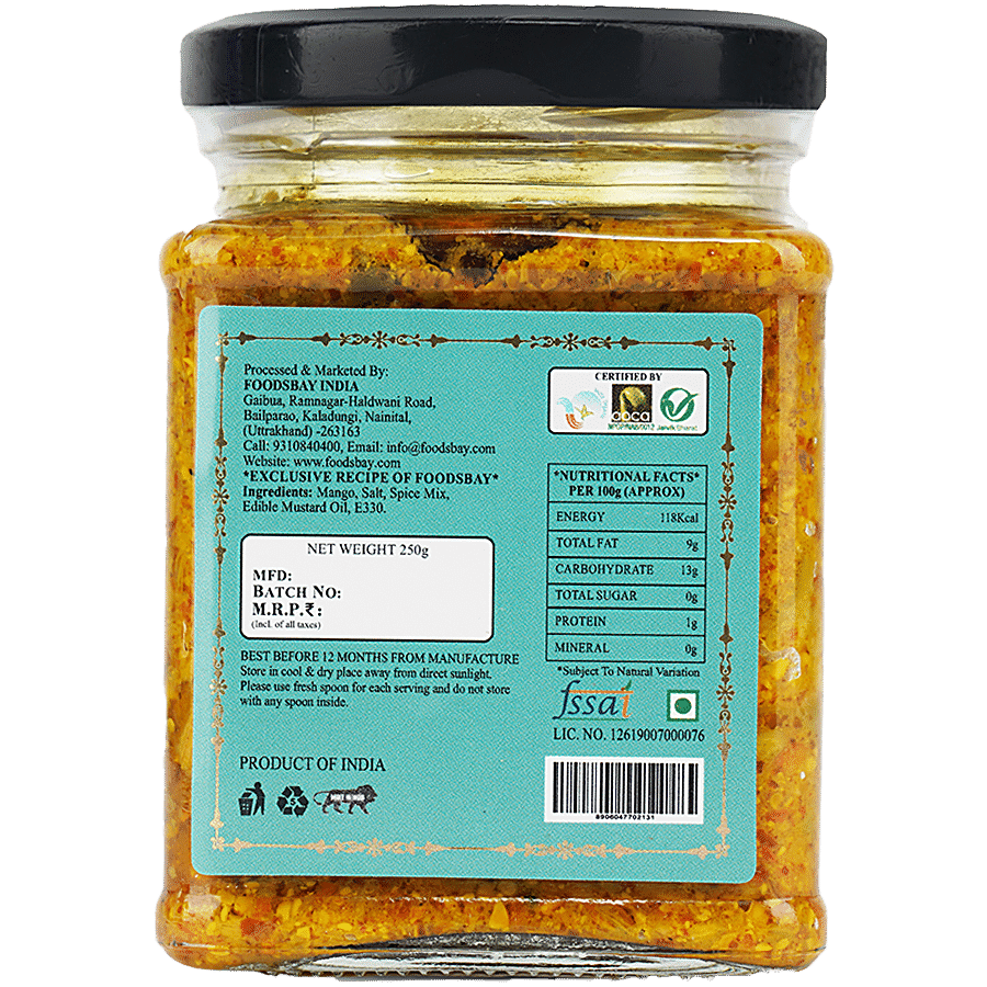 Foodsbay Organic Mango Pickle - No Artificial Colours & Preservatives