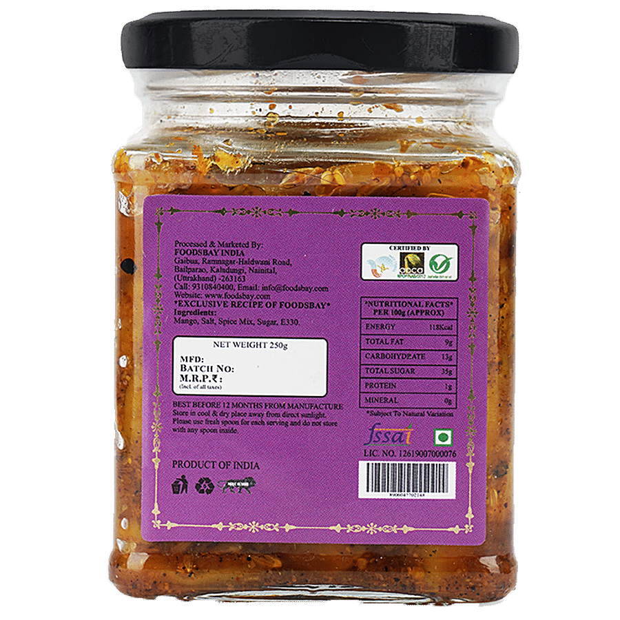 Foodsbay Organic Sweet Mango Pickle - No Artificial Colours Or Preservatives