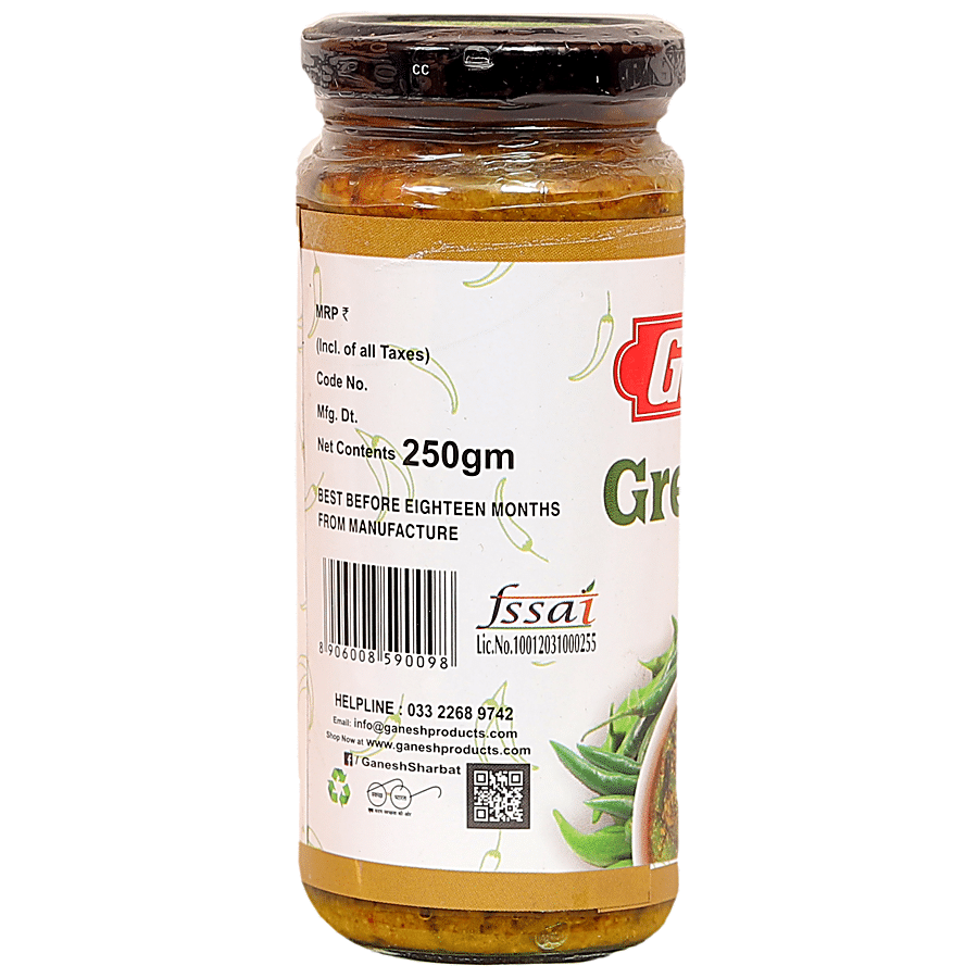 Ganesh Sharbat Green Chilli Pickle - Homemade Taste & Flavour