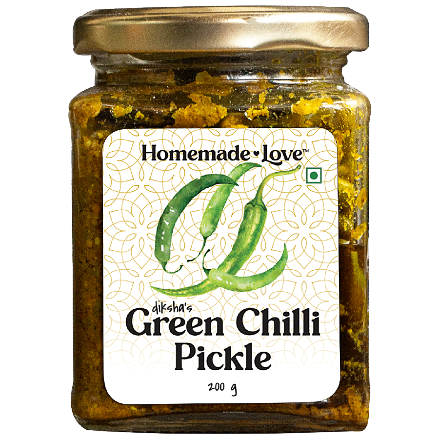 Homemade Love Green Chilli Pickle - Spicy Hot & Sweet Taste